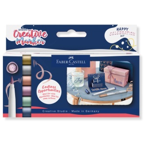 Set 6 Markere Colorate Gama Creativ Metalizate Happy Celebration Faber-Castell FC161006