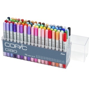 Set 72 markere reincarcabile cu cerneala pe baza de alcool + Colorless Blender, Copic Ciao Set A, 22075160