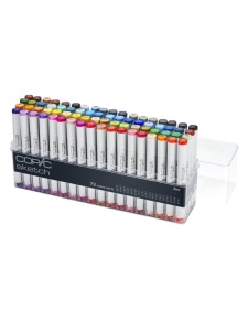 Set 72 markere reincarcabile cu cerneala pe baza de alcool, cu selectie extinsa de culori si griuri, Copic Sketch Set A, 21075160