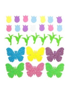 Set 92 figurine autoadezive Lalele si Fluturasi cu glitter Dp Craft KSPI-214
