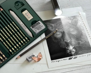 Set creioane grafit mat Castell 9000 si accesorii Faber Castell