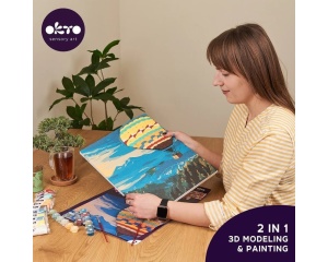 Set de Pictura 3D cu Argila Usoara Model Balon cu Aer Cald 30x40cm Okto