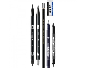 Set lettering pentru incepatori cu markere si accesorii, Tombow, TB-LS-BEG