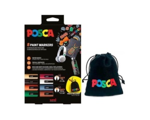  Set Marker UNI Posca Set 8 Culori PC-5M 4 Culori + PC-3M 4 Culori + Saculet Model 2025 