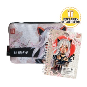 Set Penar cu Fermoar 14x22cm + Sketcbook A6 Kitsune 900900190SET Drasca