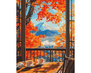 Set pictura pe numere Dimineata de toamna cu vedere la munti BS54392