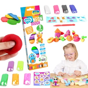 Set plastilina, 9 culori neon x 15 g, Lovin'do Okto, OK41179