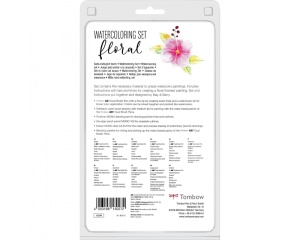 Set Watercoloring Floral cu 5 markere acuarelabile si accesorii, Tombow, TB-WCS-FL