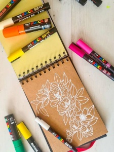 Sketchbook Posca A5, 100g, 48 pagini, 3 tipuri de hartie N205