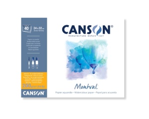 Bloc Montval Acuarela 24 x 32cm, GF 200g/mp Canson