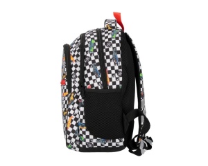 Ghiozdan Hot Wheels Starpak, 25 x 38 x 18 cm, negru cu alb, cod 550871