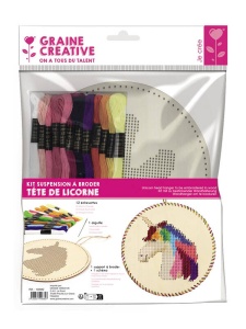 Kit broderie pe lemn model Unicorn Graine Creative, cod 100682