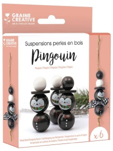 Kit creativ model Decoratiuni Pinguini din Bile de Lemn Graine Creative 100875