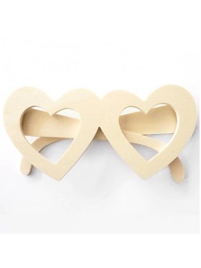 Ochelari din lemn in forma de inima 15x7cm Graine Creative 100939