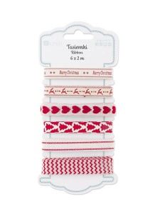 Panglica decorativa bumbac, set 6 x 2 m, Craciun Dp Craft DPTA-080