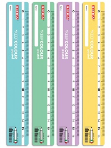 Rigla plastic 16cm, culori pastel Arda KCP17DESP