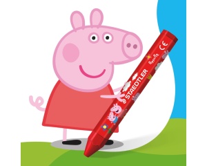 Set 12 creioane cerate jumbo Staedtler Noris Junior Peppa, format hexagonal pentru colorare usoara, ST-224-C12-L1
