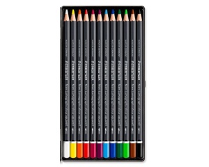 Set 12 creioane colorate acuarelabile Mars Artist, cutie metalica, 104-M12, Staedtler