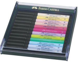 Set 12 markere Pitt Artist Pen Brush Pastel Faber Castell 267420