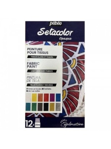 Set 12 x 20ml culori textile Setacolor Opaque Shimmer Exploration Pebeo 757481