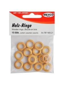 Set 15 inele din lemn 16mm Meyco 405-21