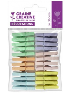 Set 24 carlige din lemn Pastel Graine Creative 103394