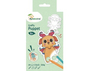 Set 24 figurine de colorat, animale fantastice, Graffy Puppet, Avenue Mandarine, GY096C