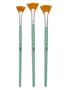 Set 3 pensule evantai din par sintetic cu fibre aurii, Pebeo 952307