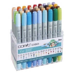 Set 36 markere reincarcabile cu cerneala pe baza de alcool, pentru manga si ilustratie, Copic Ciao Manga Starter, 22075715