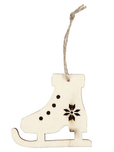 Set 4 ornamente din lemn, model Patine de Gheata Creativ Company 55319