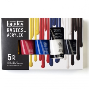 Set 5 culori acrilice Liquitex Basics, 75 ml, pentru amestecuri cromatice, 3699361