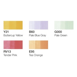 Set 5 markere cu cerneala pe baza de alcool + 1 Multiliner 0,3 mm, Copic Ciao Pastels, 22075555 - Img 4