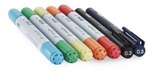 Set 5 markere cu cerneala pe baza de alcool + 2 Multilinere 0,3 mm, Copic Ciao Doodle Kit Rainbow, 22075673 - Img 2
