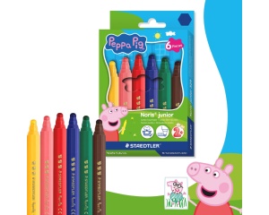 Set 6 carioci jumbo Staedtler Noris Junior Peppa, varf gros rezistent la presiune, ST-329-C6-L1