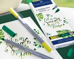 Set 6 Markere cu 2 Capete Lettering Jungle Faber Castell 164517