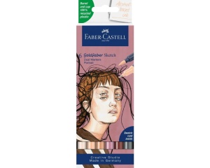 Set 6 markere portret profesionale pe baza de alcool 2 capete Goldfaber Faber-Castell FC164812