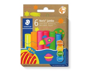 Set 6 plastelina Staedtler Noris Jumbo Neon, 16,6 g, pentru modelaj, ST-842F-C6