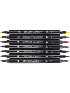 Set 8 markere cu 2 capete Twin-tip Derwent Academy 98206