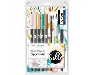 Set 9 piese pentru lettering si efecte acuarelabile, Cozy Times, Tombow, TB-BS-FH1