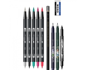 Set lettering pentru avansati cu markere si accesorii, Tombow, TB-LS-ADV