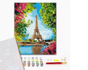 Set pictura pe numere flower view of the eiffel tower PBS52706