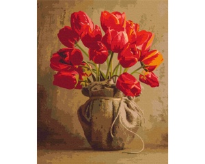 Set Pictura pe Numere Model Buchet de Lalele Rosii BS52656