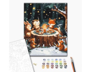 Set Pictura pe Numere Model Ceai Cald cu Prietenii din Padure BS54211