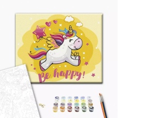 Set pictura pe numere pentru copii, Happy Unicorn, KBS110