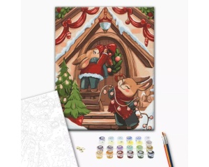 Set Pictura pe Numere pentru Copii Magia Craciunului cu Iepurasi KBS1016