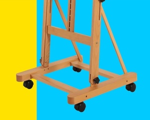 Sevalet Profesional de Studio MEEDEN H-Frame cu Roti si Tavita de Depozitare din Fag Natur, cod AFE-6041-YM