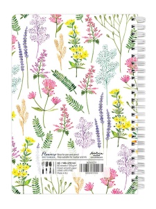 Sketchbook cu spira Flowers plante color 120g/mp, 60 file Drasca