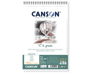 Bloc de Desen Canson C a grain cu spirala pe latura scurta 125g