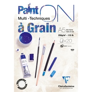 Bloc Mix Media Clairefontaine Paint'ON Grain, 20 file, 250g/mp
