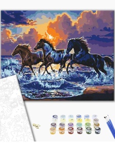 Kit pictura pe numere Herd of Black Horses 34306